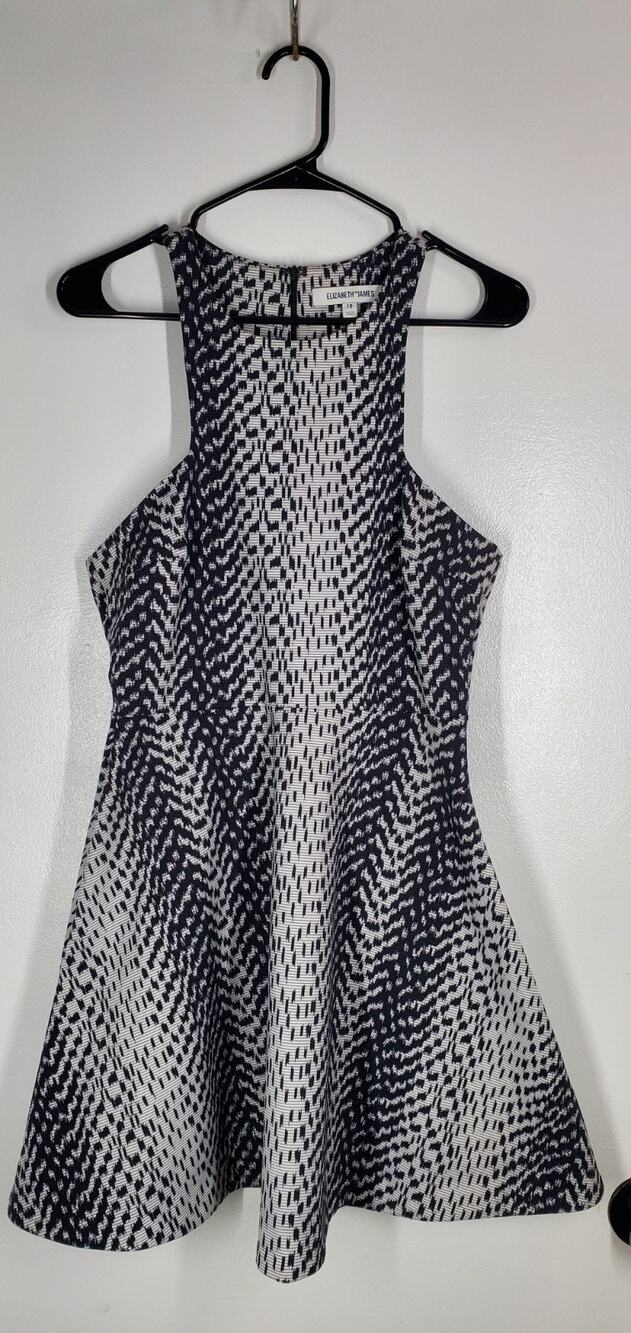 Elizabeth and James Clarissa Sleeveless Mini Flare Dress, Black & White, Size 10
